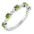 Platinum Round Natural Peridot Accented Stackable Ring – 2.5mm Stones