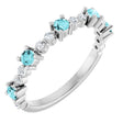 Platinum Round Natural Blue Zircon Accented Stackable Ring – 2.5mm Stones