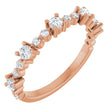 14K Gold Round Natural White Sapphire Accented Stackable Ring – 2.5mm Stones - Rose Gold