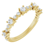 14K Gold Round Natural Diamond Accented Stackable Ring – 2.5mm Stones - Yellow Gold