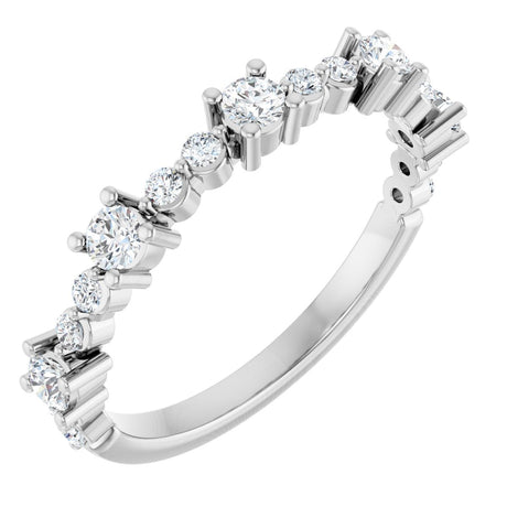 14K Gold Round Natural White Sapphire Accented Stackable Ring – 2.5mm Stones - White Gold