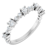 14K Gold Round Natural Diamond Accented Stackable Ring – 2.5mm Stones - White Gold
