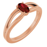 14K Gold Oval Natural Mozambique Garnet Youth Birthstone Ring - Rose Gold