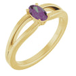 14K Gold Oval Lab-Grown Alexandrite Youth Birthstone Ring - Yellow Gold