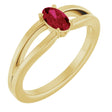 14K Gold Oval Lab-Grown Ruby Youth Birthstone Ring - Yellow Gold