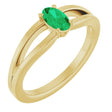 14K Gold Oval Lab-Grown Emerald Youth Birthstone Ring - Yellow Gold