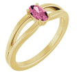 14K Gold Oval Natural Pink Tourmaline Youth Birthstone Ring - Yellow Gold