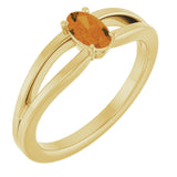 14K Gold Oval Natural Citrine Youth Birthstone Ring - Yellow Gold