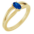 14K Gold Oval Lab-Grown Blue Sapphire Youth Birthstone Ring - Yellow Gold