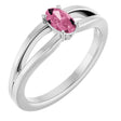 Platinum Oval Natural Pink Tourmaline Youth Birthstone Ring