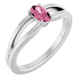 Platinum Oval Natural Pink Tourmaline Youth Birthstone Ring