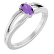 Platinum Oval Natural Amethyst Youth Birthstone Ring