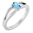 Platinum Oval Natural Aquamarine Youth Birthstone Ring
