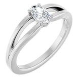 14K Gold Oval Natural White Sapphire Youth Birthstone Ring - White Gold