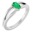 Platinum Oval Lab-Grown Emerald Youth Birthstone Ring
