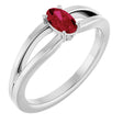 Platinum Oval Lab-Grown Ruby Youth Birthstone Ring