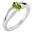Platinum Oval Natural Peridot Youth Birthstone Ring