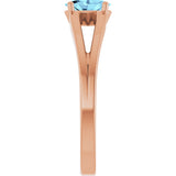14K Gold Oval Natural Aquamarine Youth Birthstone Ring - Rose Gold - view 4
