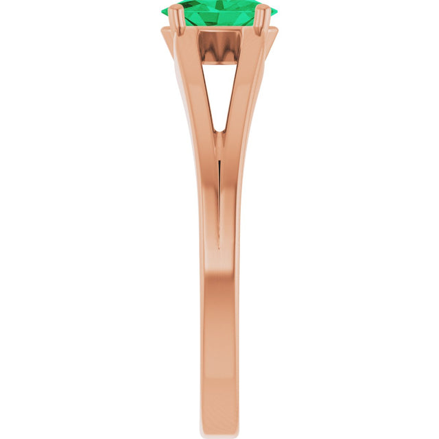 14K Gold Oval Lab-Grown Emerald Youth Birthstone Ring - Rose Gold - view 4