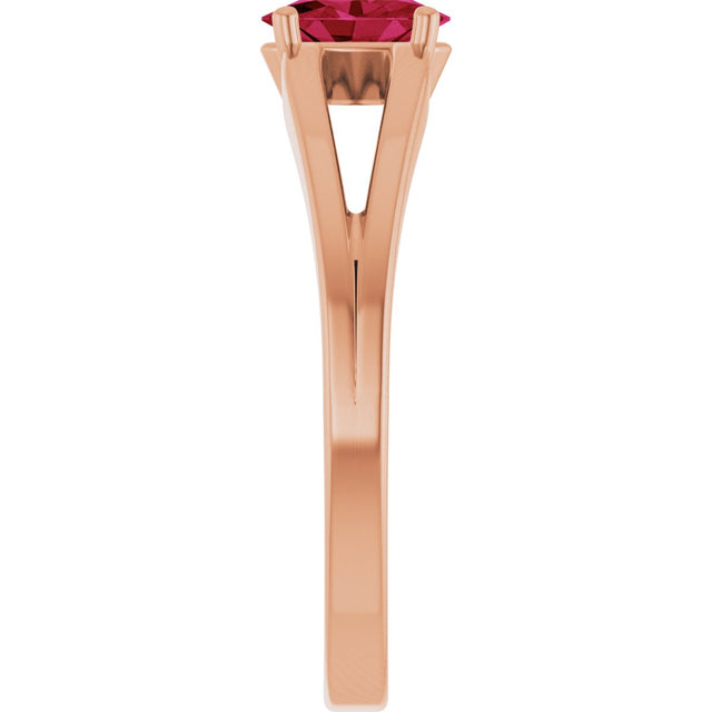 14K Gold Oval Natural Ruby Youth Birthstone Ring - Rose Gold - view 4