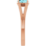 14K Gold Oval Natural Blue Zircon Youth Birthstone Ring - Rose Gold - view 4