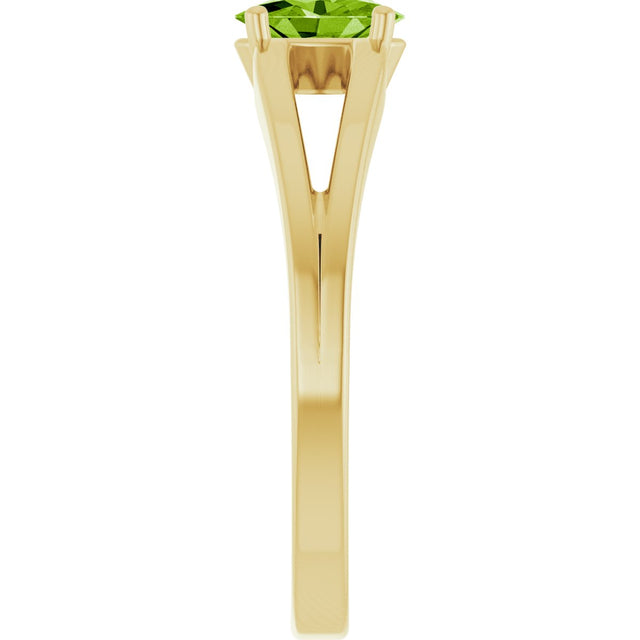 14K Gold Oval Natural Peridot Youth Birthstone Ring - Yellow Gold - view 4