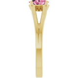 14K Gold Oval Natural Pink Tourmaline Youth Birthstone Ring - Yellow Gold - view 4