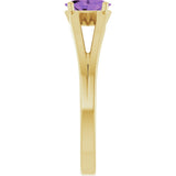 14K Gold Oval Natural Amethyst Youth Birthstone Ring - Yellow Gold - view 4
