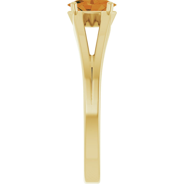 14K Gold Oval Natural Citrine Youth Birthstone Ring - Yellow Gold - view 4