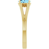 14K Gold Oval Natural Aquamarine Youth Birthstone Ring - Yellow Gold - view 4