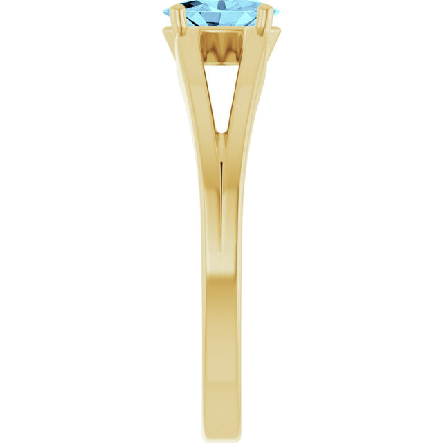 14K Gold Oval Natural Aquamarine Youth Birthstone Ring - Yellow Gold - view 4