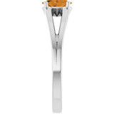 Platinum Oval Natural Citrine Youth Birthstone Ring - view 4