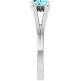 14K Gold Oval Natural Blue Zircon Youth Birthstone Ring - White Gold - view 4