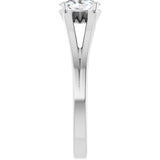 Platinum Oval Natural White Sapphire Youth Birthstone Ring - view 4