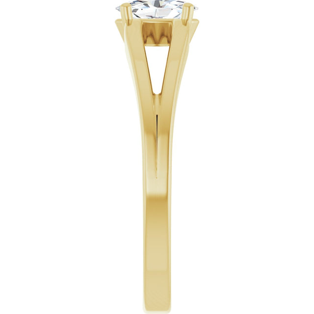 14K Gold Oval Natural White Sapphire Youth Birthstone Ring - Yellow Gold - view 4