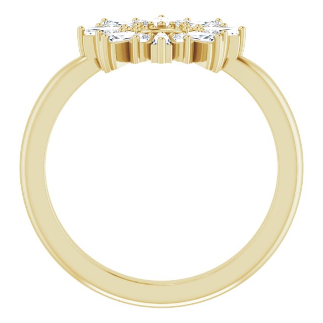 14K Gold Natural Diamond Accented Circle Ring - Yellow Gold - view 2
