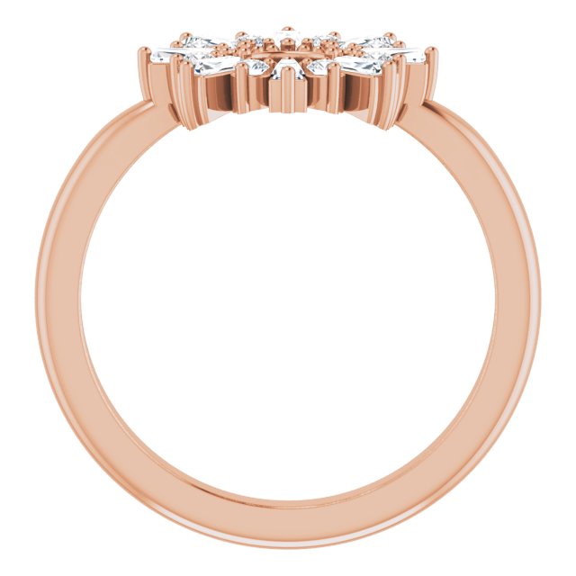 14K Gold Natural Diamond Accented Circle Ring - Rose Gold - view 2