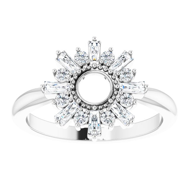 14K Gold Natural Diamond Accented Circle Ring - White Gold - view 3
