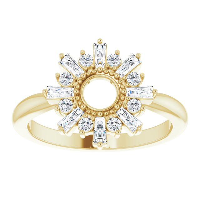 14K Gold Natural Diamond Accented Circle Ring - Yellow Gold - view 3