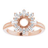 14K Gold Natural Diamond Accented Circle Ring - Rose Gold - view 3