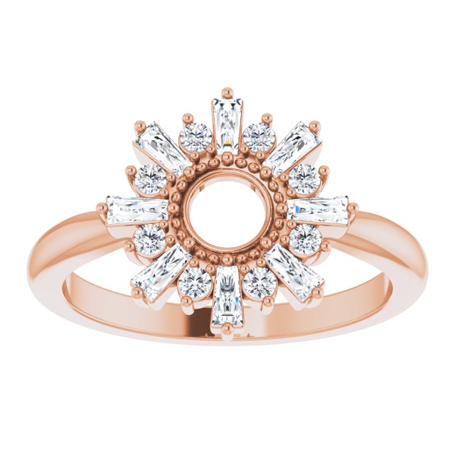 14K Gold Natural Diamond Accented Circle Ring - Rose Gold - view 3