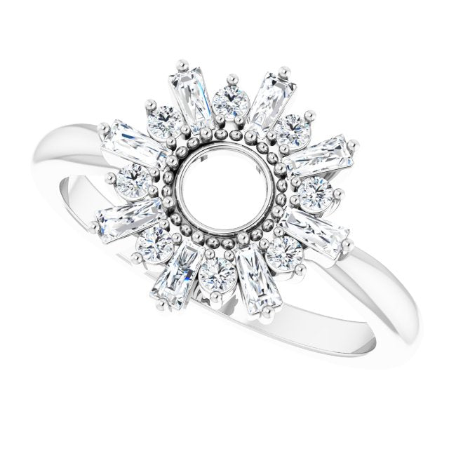 14K Gold Natural Diamond Accented Circle Ring - White Gold - view 5