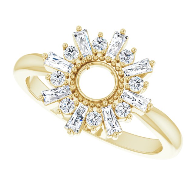 14K Gold Natural Diamond Accented Circle Ring - Yellow Gold - view 5