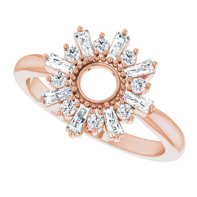14K Gold Natural Diamond Accented Circle Ring - Rose Gold - view 5