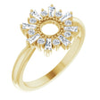 14K Gold Natural Diamond Accented Circle Ring - Yellow Gold
