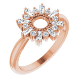 14K Gold Natural Diamond Accented Circle Ring - Rose Gold