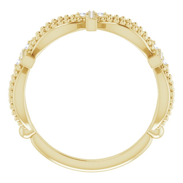 14K Gold Round Natural Diamond Accented Stackable Cross Ring – 1mm Stones - Yellow Gold - view 2