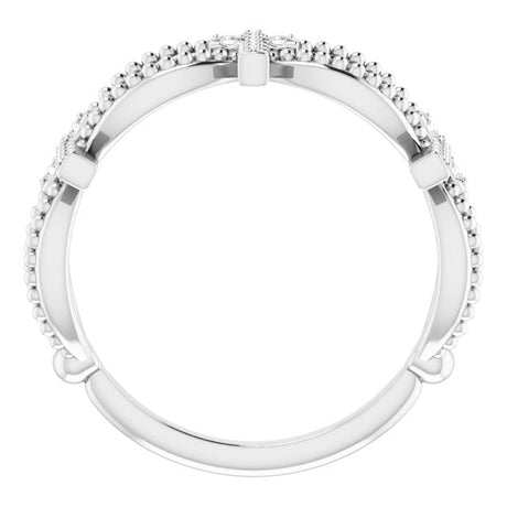 Platinum Round Natural Diamond Accented Stackable Cross Ring – 1mm Stones - view 2