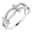 Platinum Round Natural Diamond Accented Stackable Cross Ring – 1mm Stones