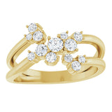 14K Gold Round Natural Diamond Cluster Bypass Ring - Yellow Gold - view 3